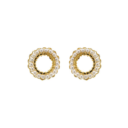 Brinco de Crochê Mini Esfera Pérola