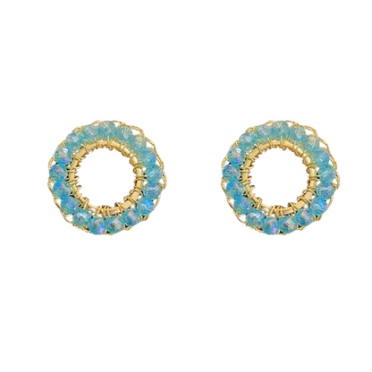 Brinco de Crochê Mini Esfera Azul