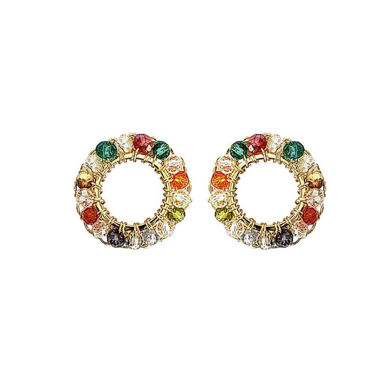 Brinco de Crochê Mini Esfera Colorido