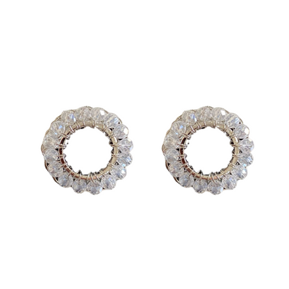 Brinco de Crochê Mini Esfera Prata Transparente