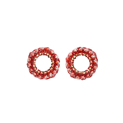 Brinco de Crochê Mini Esfera Vermelho
