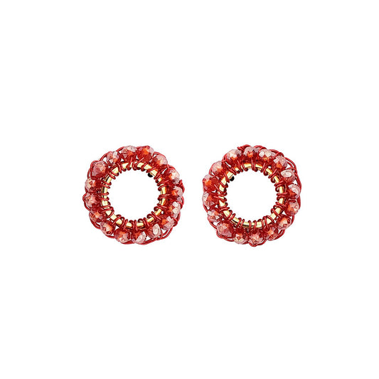 Brinco de Crochê Mini Esfera Vermelho