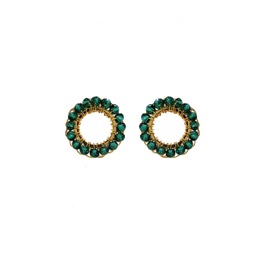 Brinco de Crochê Mini Esfera Verde