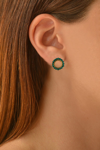 Brinco de Crochê Mini Esfera Verde