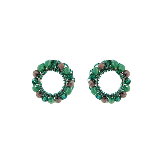Brinco de Crochê Molly Aurora Lilás e Verde