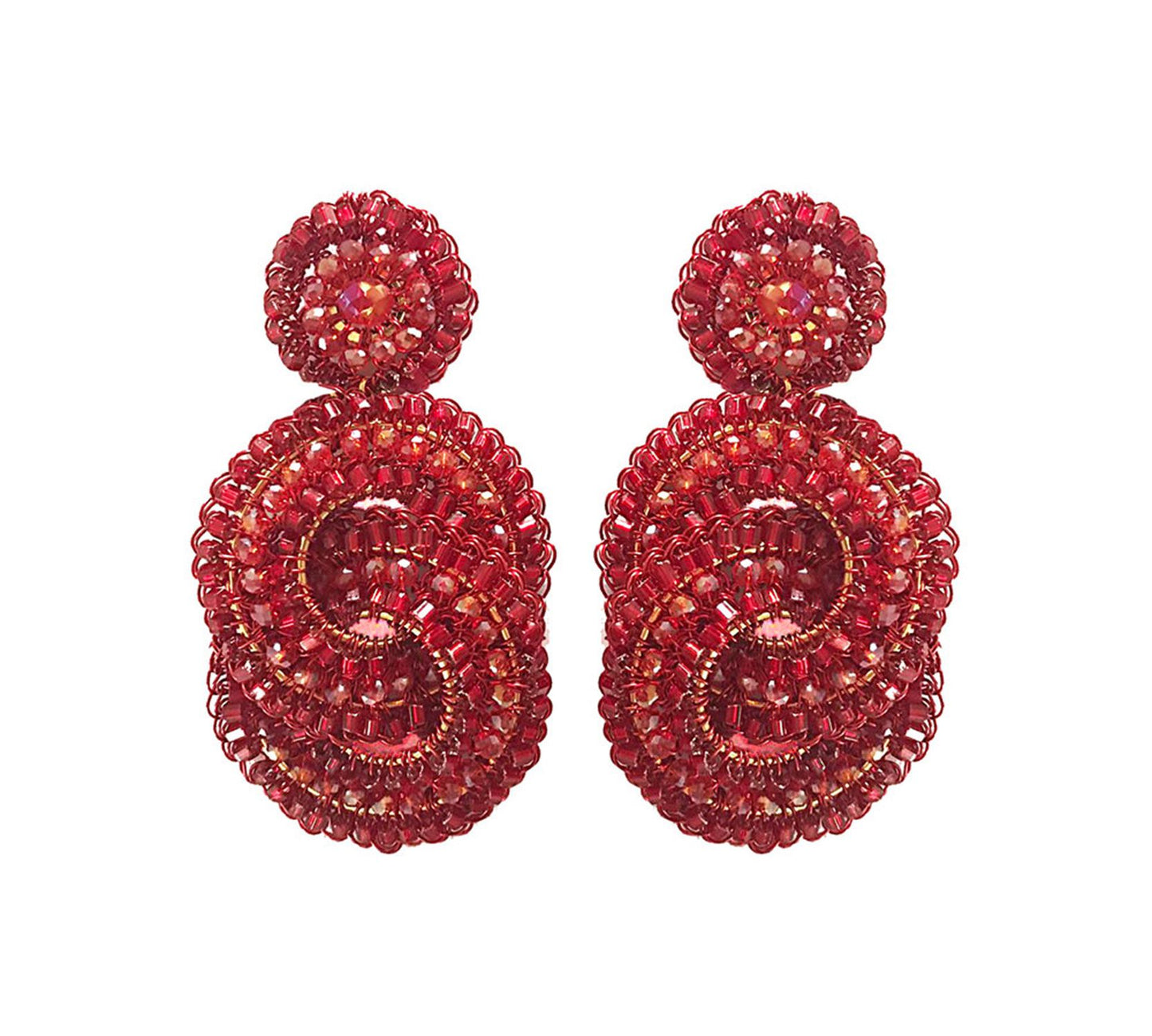 Brinco de Crochê Argolas Entrelaçadas Vermelho
