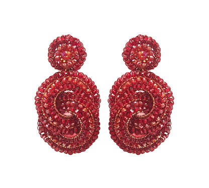 Brinco de Crochê Argolas Entrelaçadas Vermelho