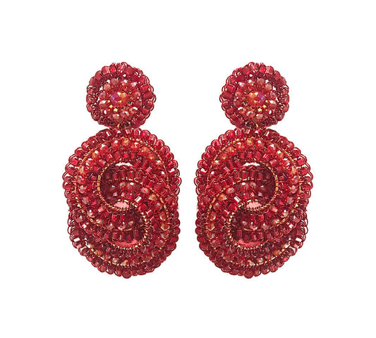 Brinco de Crochê Argolas Entrelaçadas Vermelho