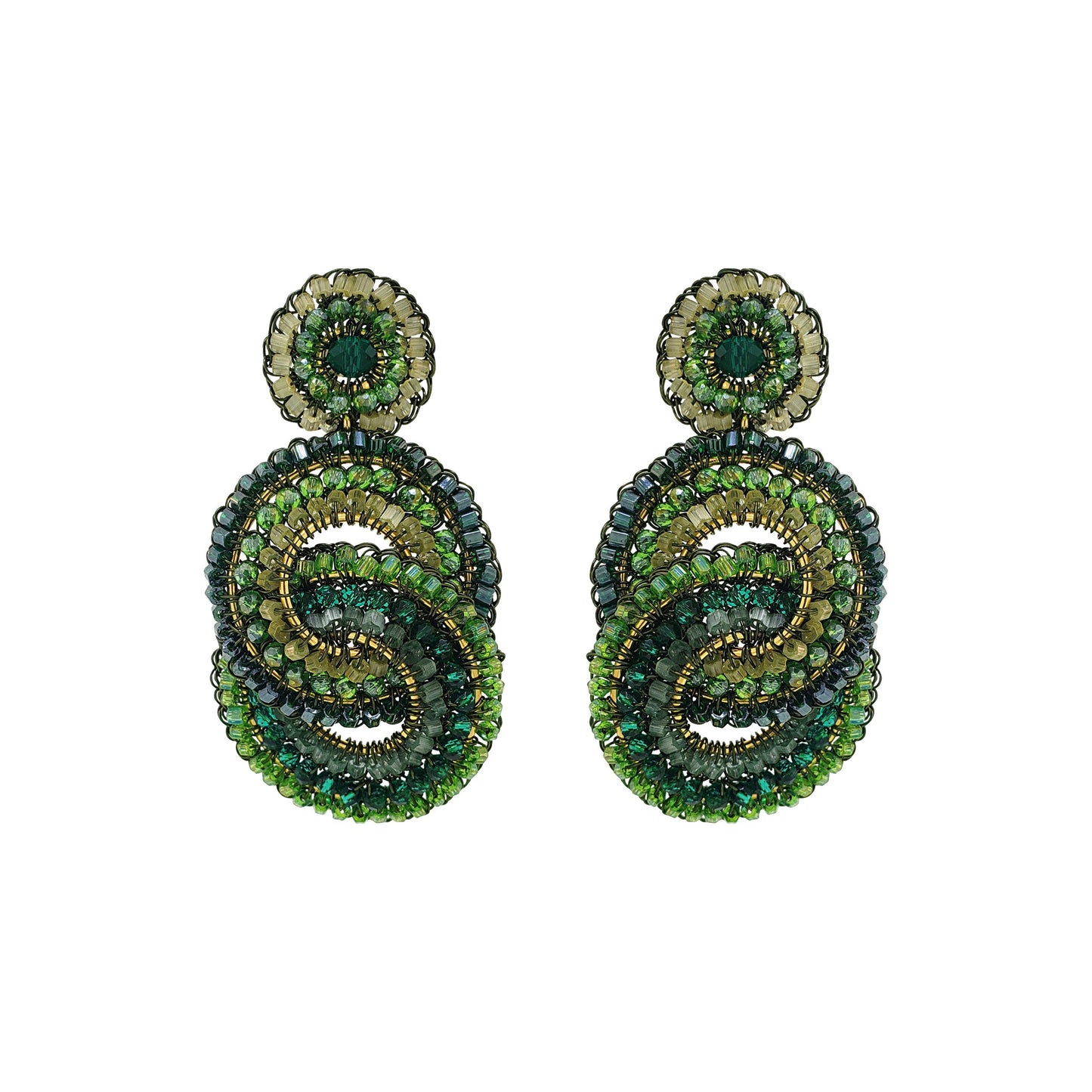 Brinco de Crochê Mandalas Entrelaçadas Verde Mystic Forest