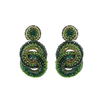 Brinco de Crochê Mandalas Entrelaçadas Verde Mystic Forest