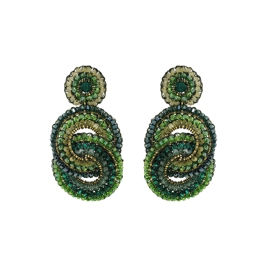 Brinco de Crochê Mandalas Entrelaçadas Verde Mystic Forest