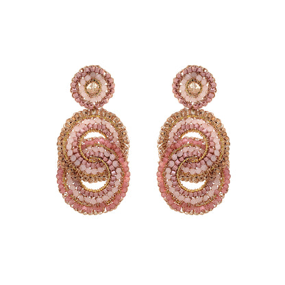 Brinco de Crochê Argolas Entrelaçadas Rosa Essence