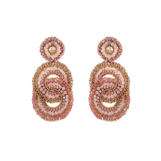 Brinco de Crochê Argolas Entrelaçadas Rosa Essence