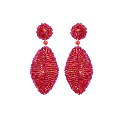 Brinco de Crochê Folha Pequena Neon Pink