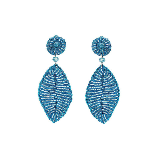Brinco de Crochê Folha Neon Blue