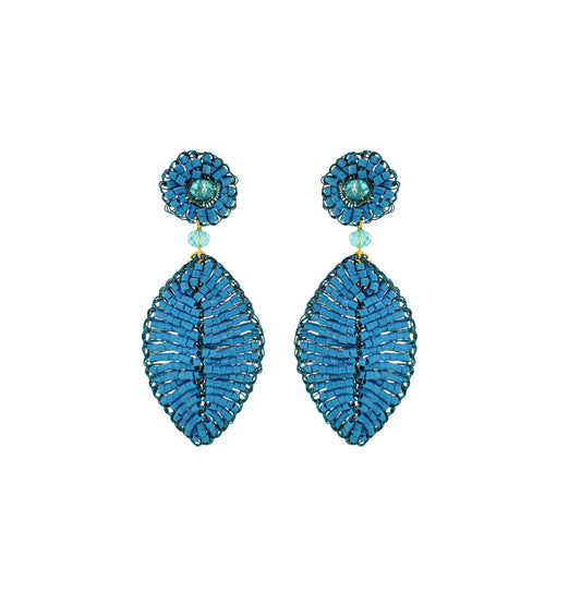 Brinco de Crochê Leaf Pequena Blue Eletric Warmth Mix