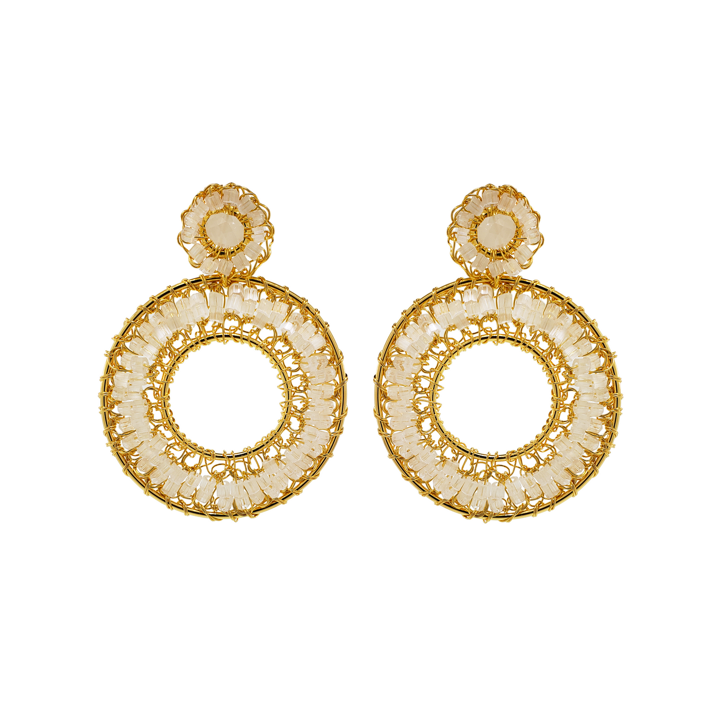 Brinco de Crochê Mandala Vazada Dourado Savage