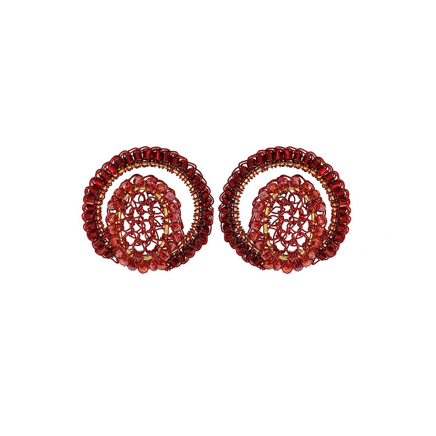Brinco de Crochê Sobreposto Vermelho