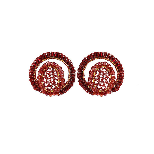 Brinco de Crochê Sobreposto Vermelho