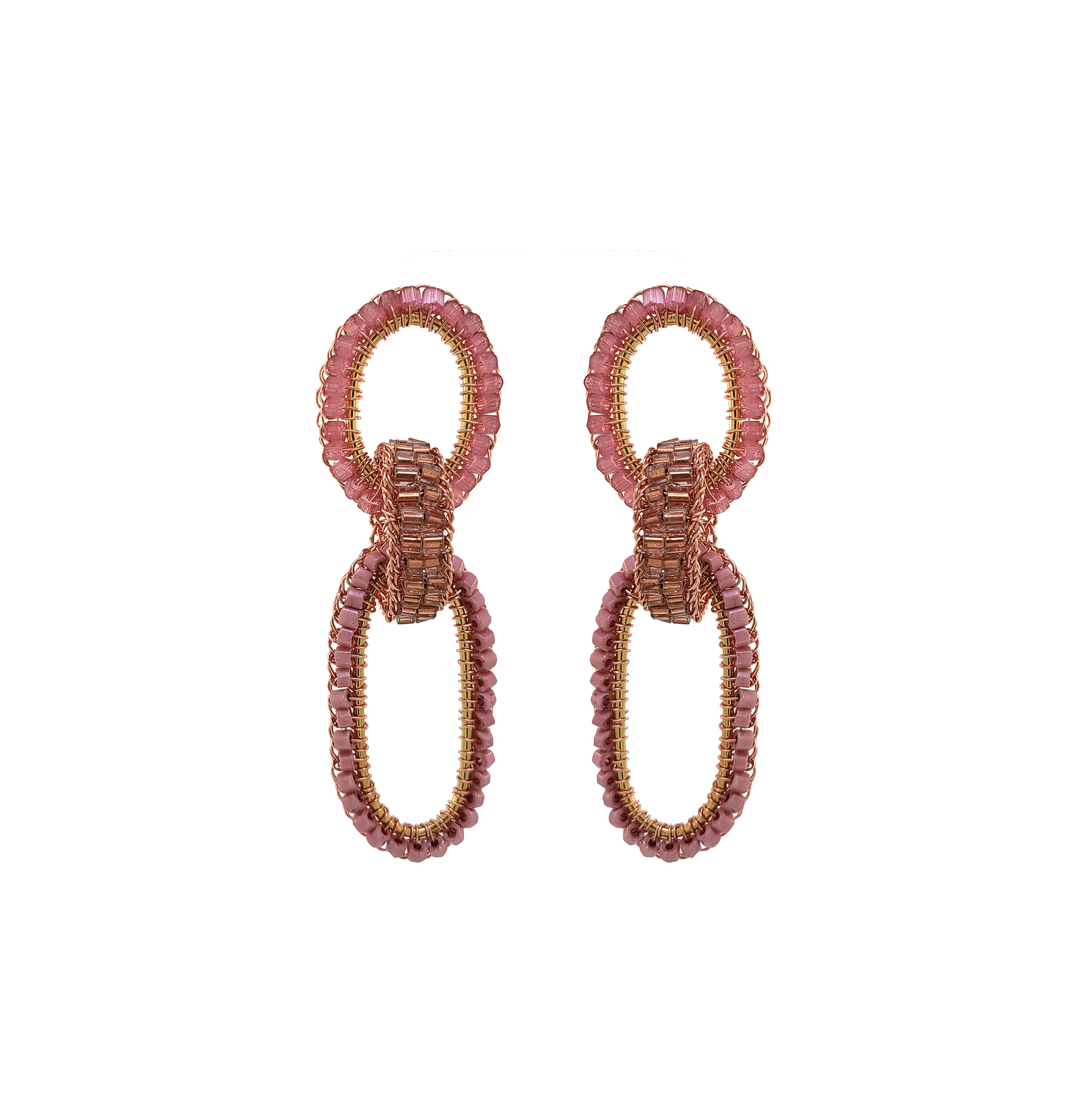 Brinco de Crochê Geométrico Duo Rosa Essence