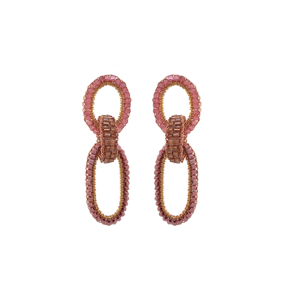 Brinco de Crochê Geométrico Duo Rosa Essence