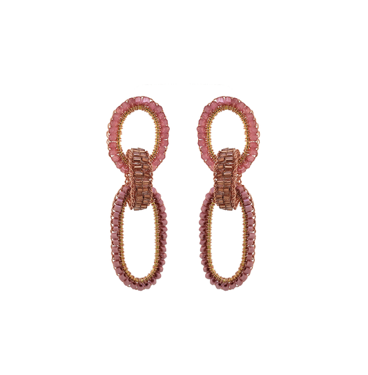 Brinco de Crochê Geométrico Duo Rosa Essence