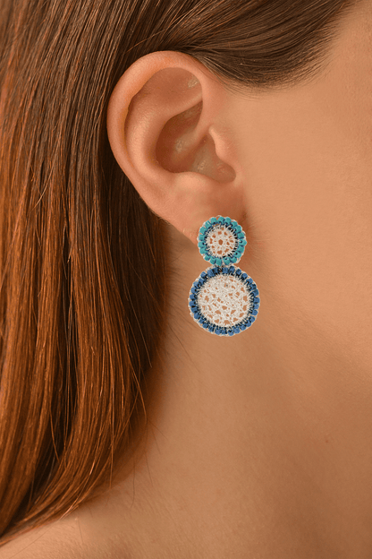 Brinco de Crochê Duo Mandala Pequena Caribbean