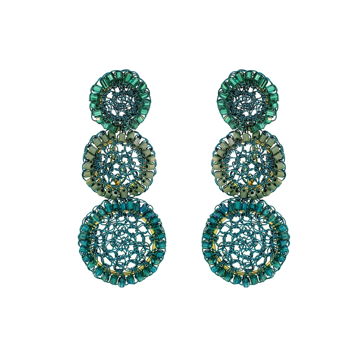 Brinco de Crochê Patch Trio Teal