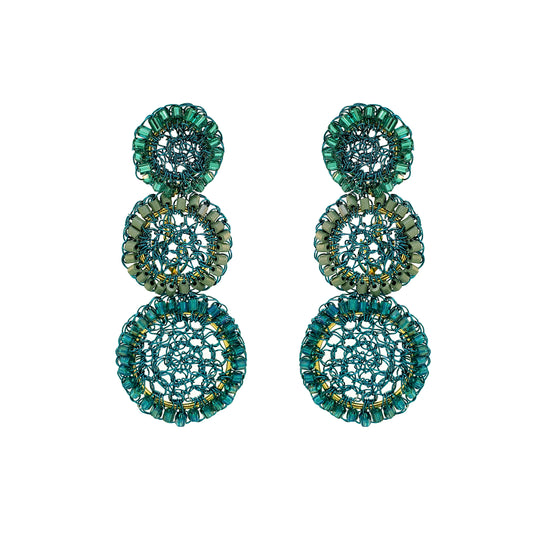 Brinco de Crochê Patch Trio Teal