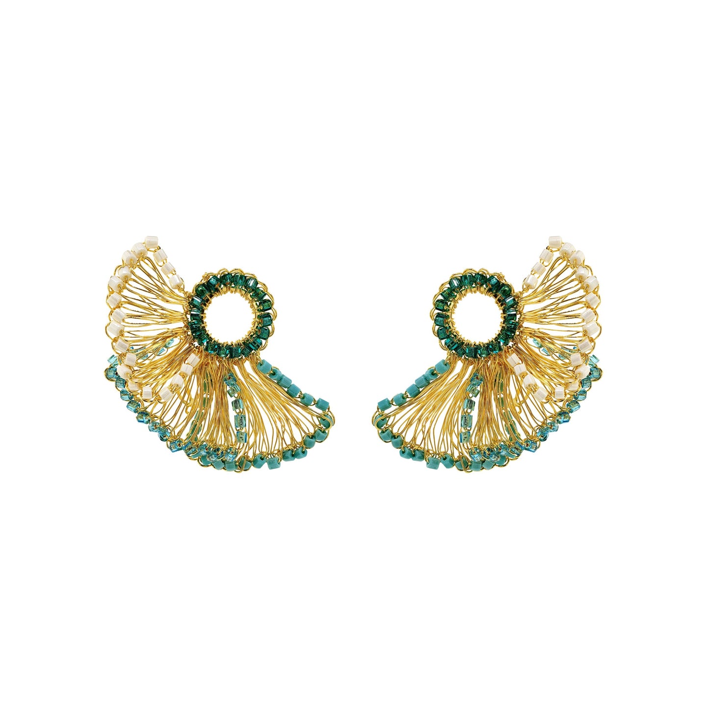 Brinco de Crochê Feather Posts Turquesa Ocean Dreams