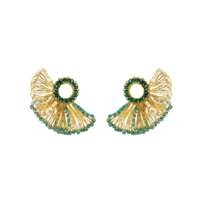 Brinco de Crochê Feather Posts Turquesa Ocean Dreams