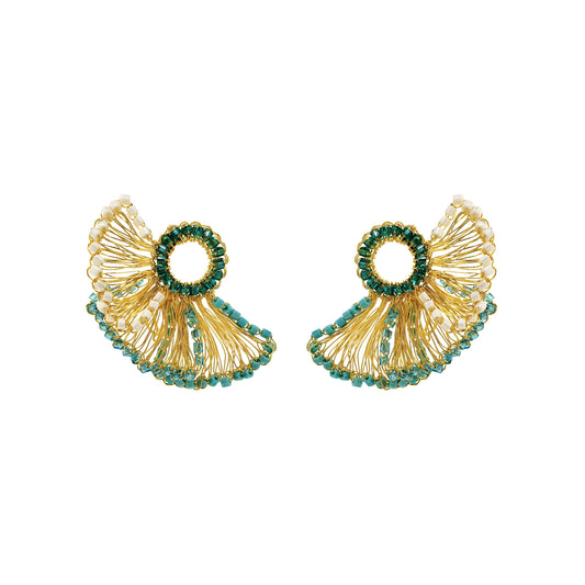 Brinco de Crochê Feather Posts Turquesa Ocean Dreams