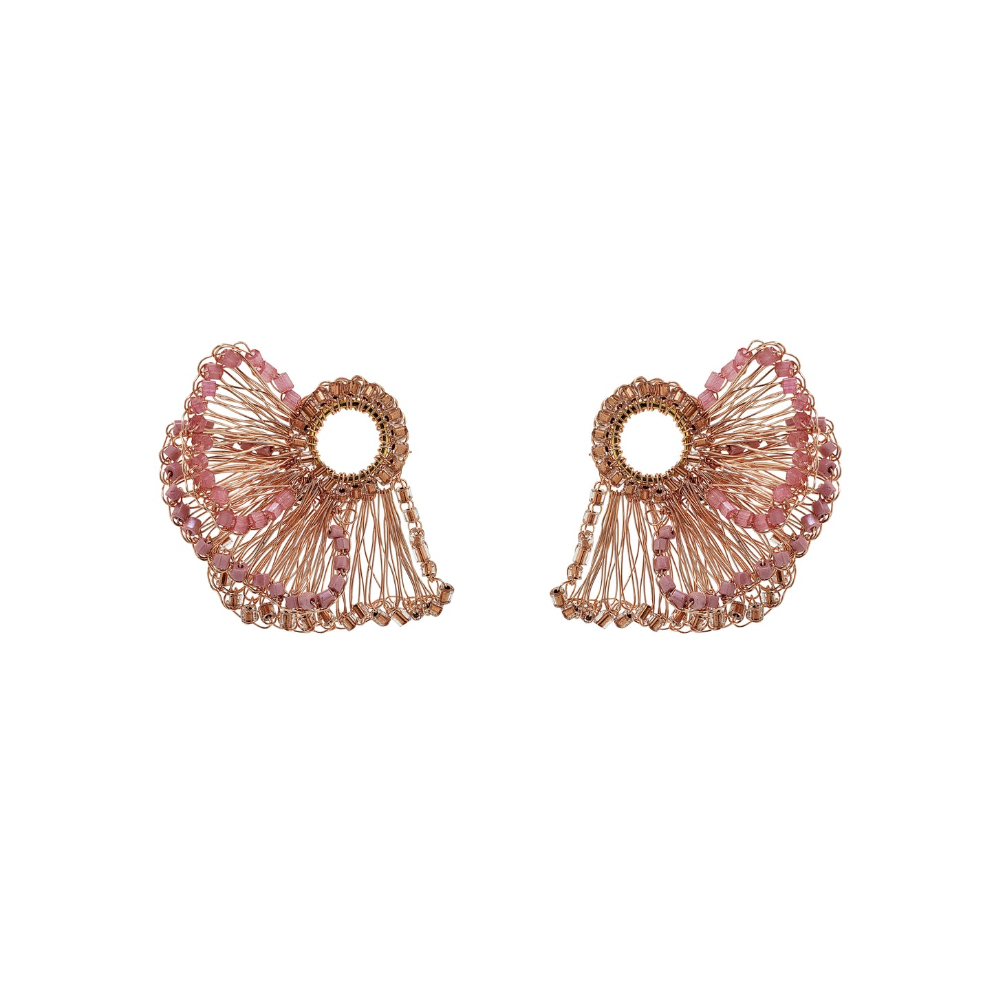 Brinco de Crochê Feather Posts Rosa Essence