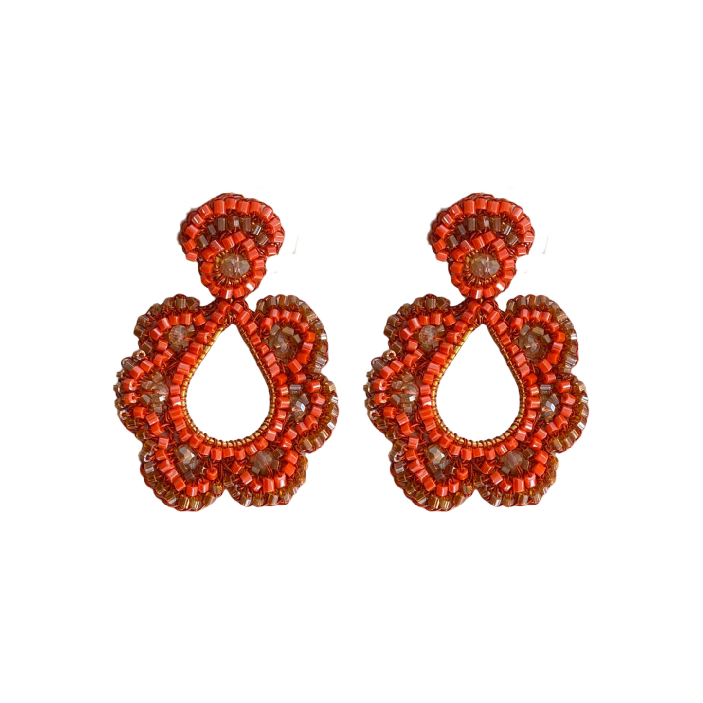 Brinco de Crochê Floral Laranja Sale