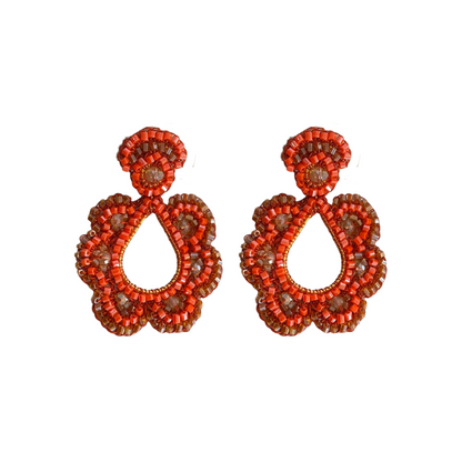 Brinco de Crochê Floral Laranja Sale