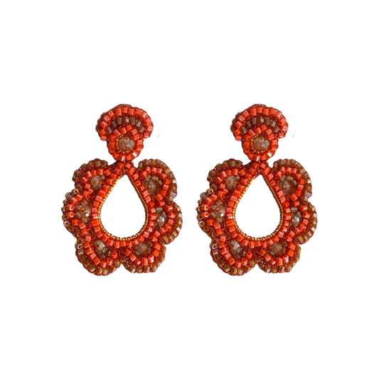 Brinco de Crochê Floral Laranja Sale