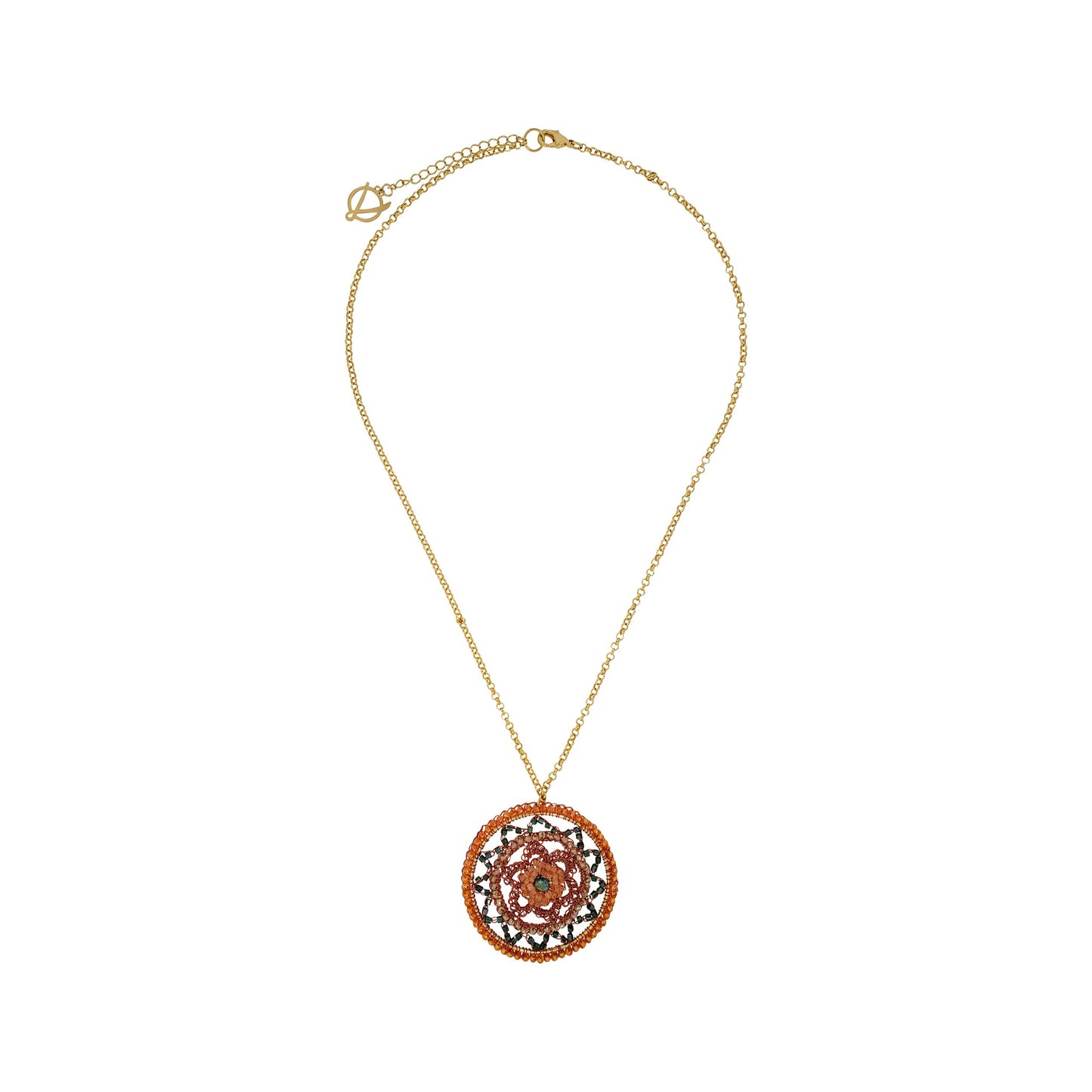 Colar de Crochê Mandala Laranja Mystic Forest