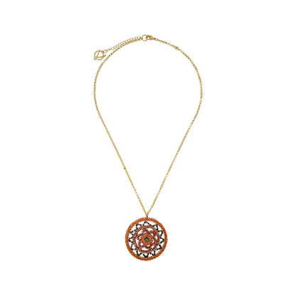 Colar de Crochê Mandala Laranja Mystic Forest
