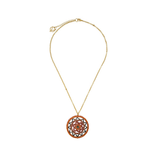 Colar de Crochê Mandala Laranja Mystic Forest
