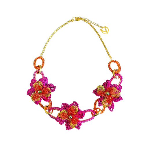 Colar de Crochê Floral Maxi Colorido Sale