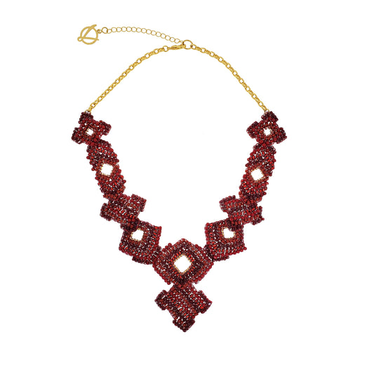 Colar de Crochê Puzzle Maxi Vermelho Roll & Sparkle