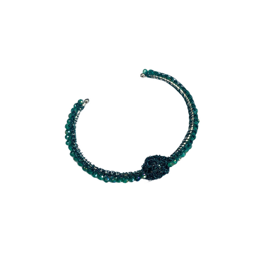 Bracelete de Crochê com Esfera na Trama Verde Cristal Sale