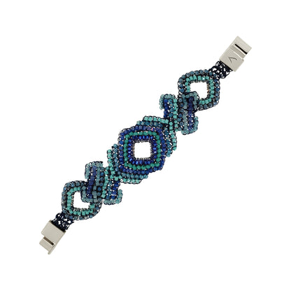 Bracelete de Crochê Puzzle Maxi Azul Sale