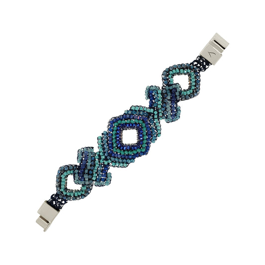 Bracelete de Crochê Puzzle Maxi Azul Sale