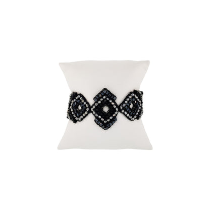Bracelete de Crochê Puzzle Wild Cards Preto
