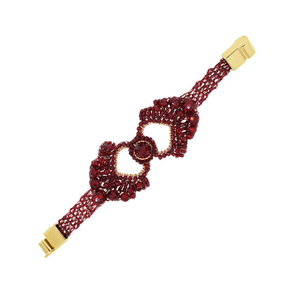 Bracelete de Crochê Queen's Heart Wild Cards Vermelho