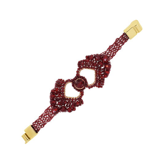 Bracelete de Crochê Queen's Heart Wild Cards Vermelho