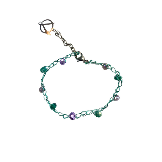 Bracelete de Crochê Fio Torcido Verde e Lilás Sale