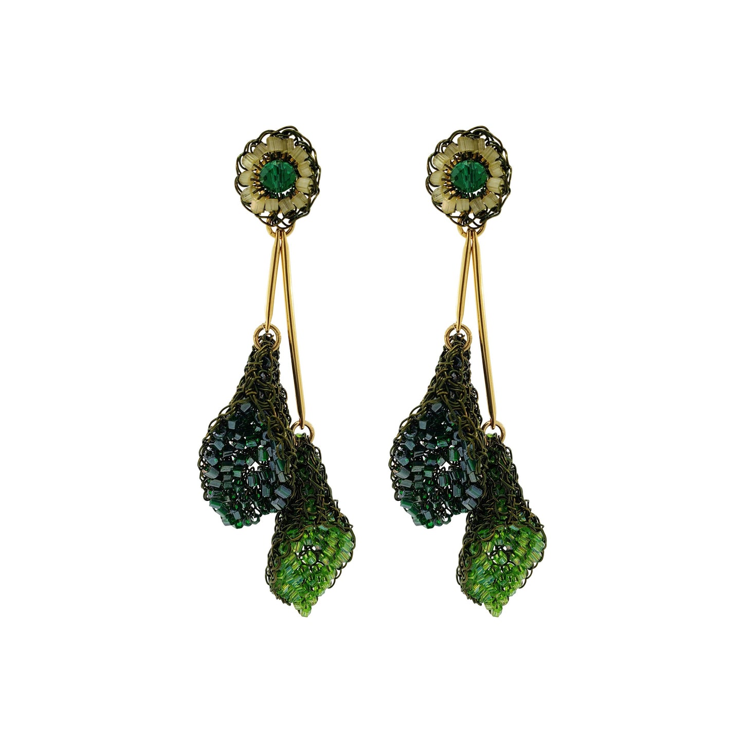 Brinco de Crochê Copo de Leite Duo Verde Mystic Forest