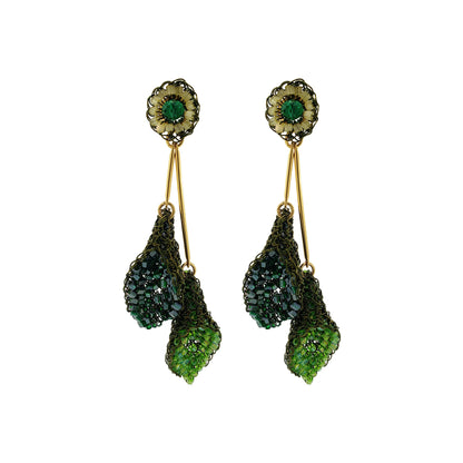 Brinco de Crochê Copo de Leite Duo Verde Mystic Forest